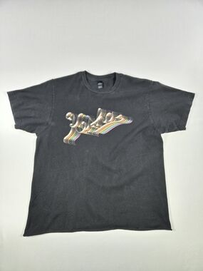Kesha Official Rainbow Album Merchandise Retro 70s Logo Graphic Tee Black Medium